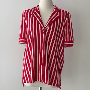 *RARE* ZARA red and white striped button up top